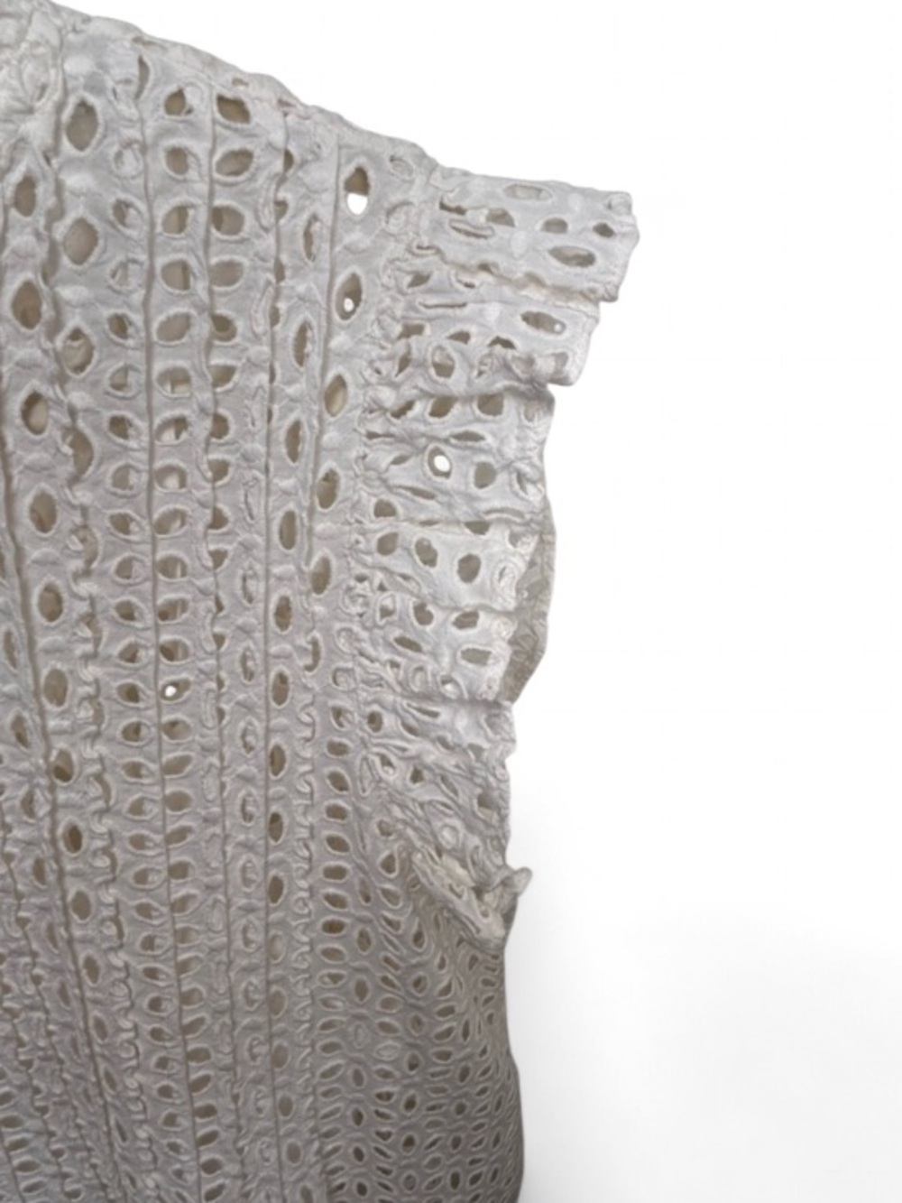Madewell White Eyelet Ruffle-Sleeve Pintuck Mini Dress. 100% Cotton, Size L - Picture 6 of 9